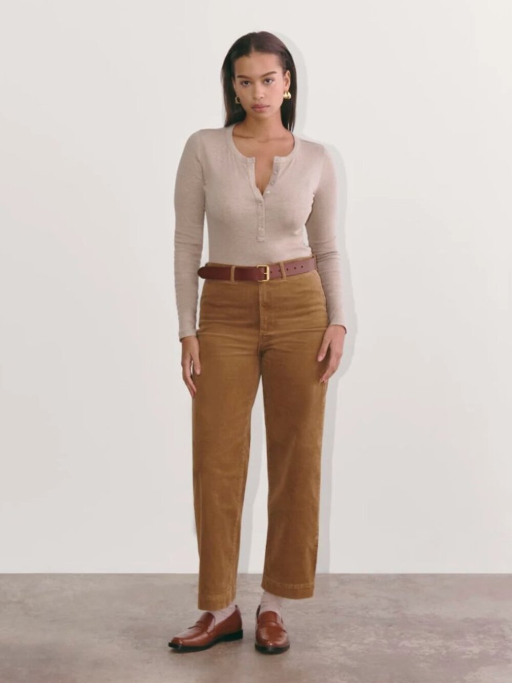 Everlane Corduroy Wide-Leg Pant in Brown - Size 8